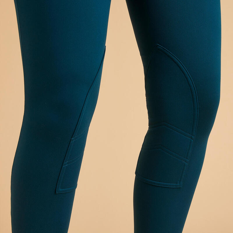Pantalon équitation chaud Femme - 100 bleu pétrole