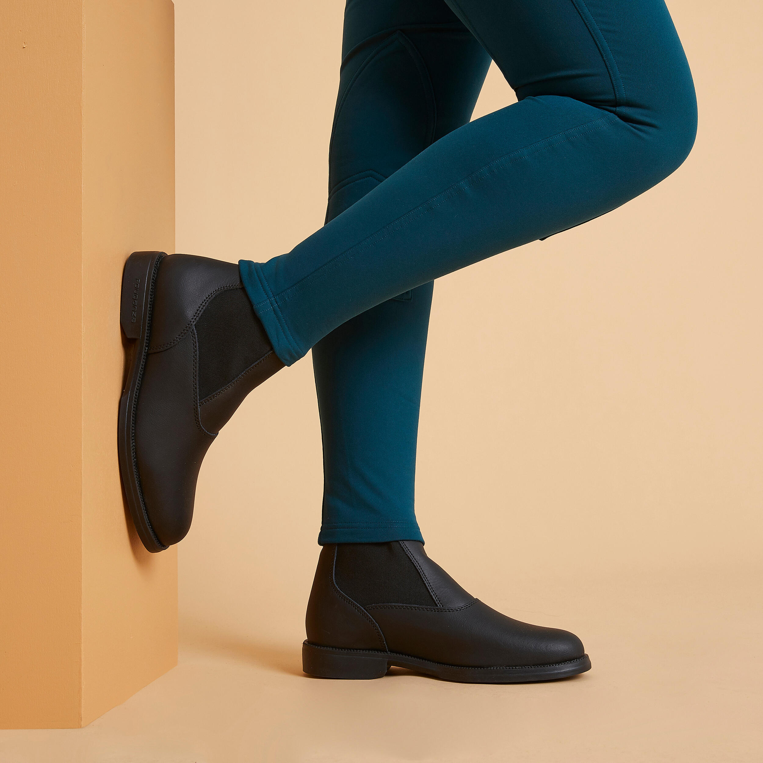 Pantalons Equitació 100 Dona Blau Petroli Càlids 6/8