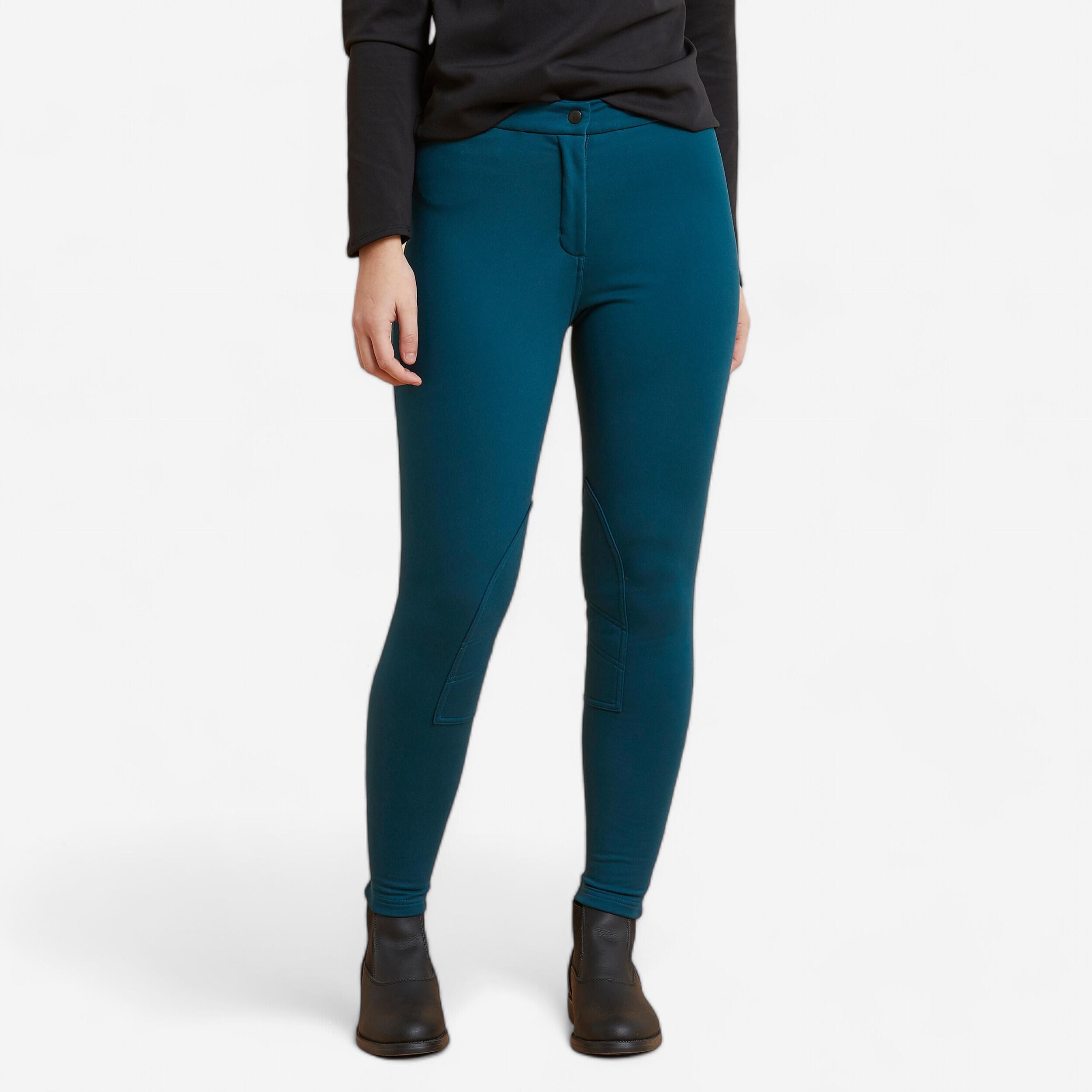 Pantalon équitation chaud femme - PT 100 bleu - FOUGANZA