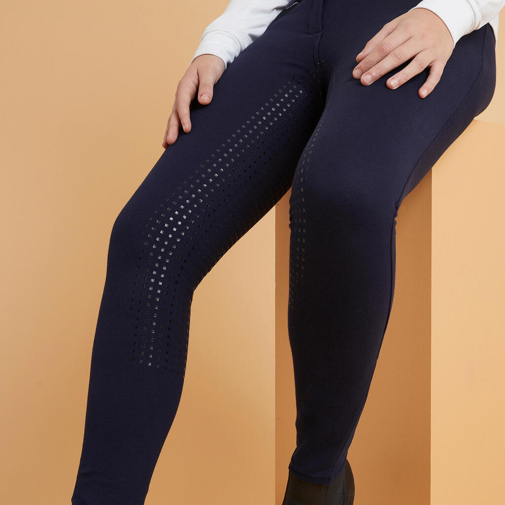 Pantalone za jahanje 500 ženske - teget
