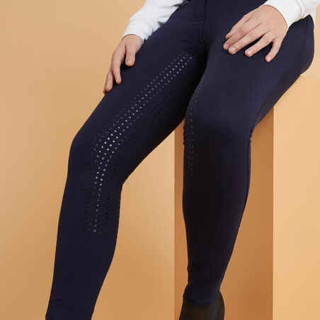 Women's Warm Full Grip Horse Riding Jodhpurs 500 - Navy