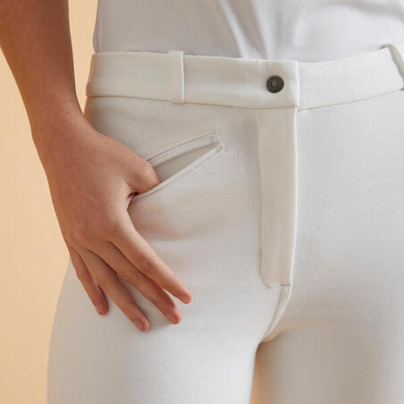 Pantalon de concours équitation femme 100 blanc
