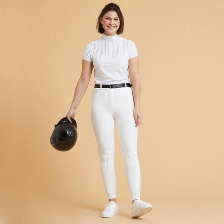 Pantalon de concours équitation femme 100 blanc