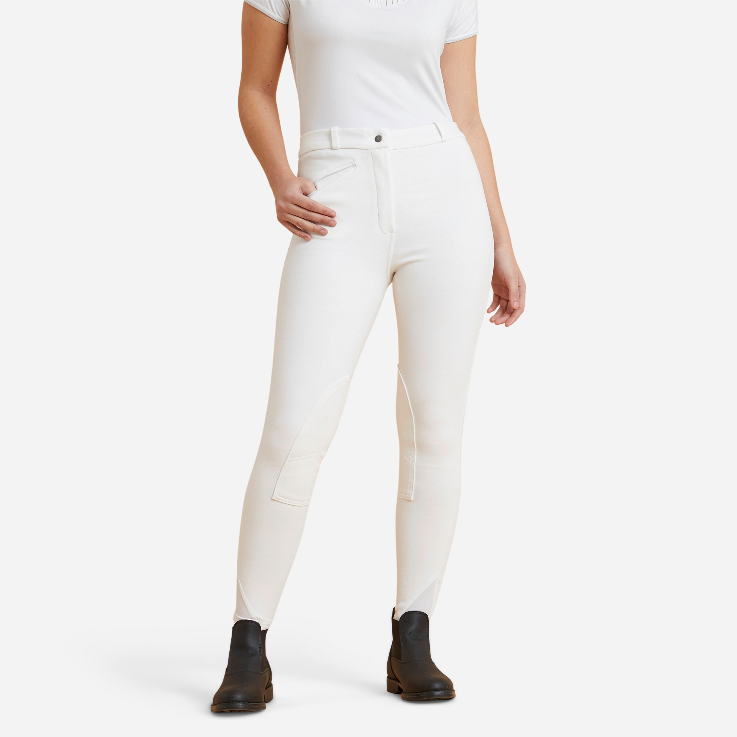 Pantalon de concours équitation Femme - 100 blanc pour les clubs et  collectivités
