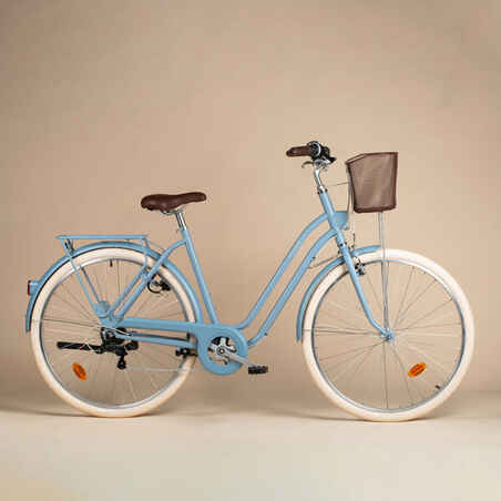 Fully-equipped, 6-speed low frame city bike, light blue