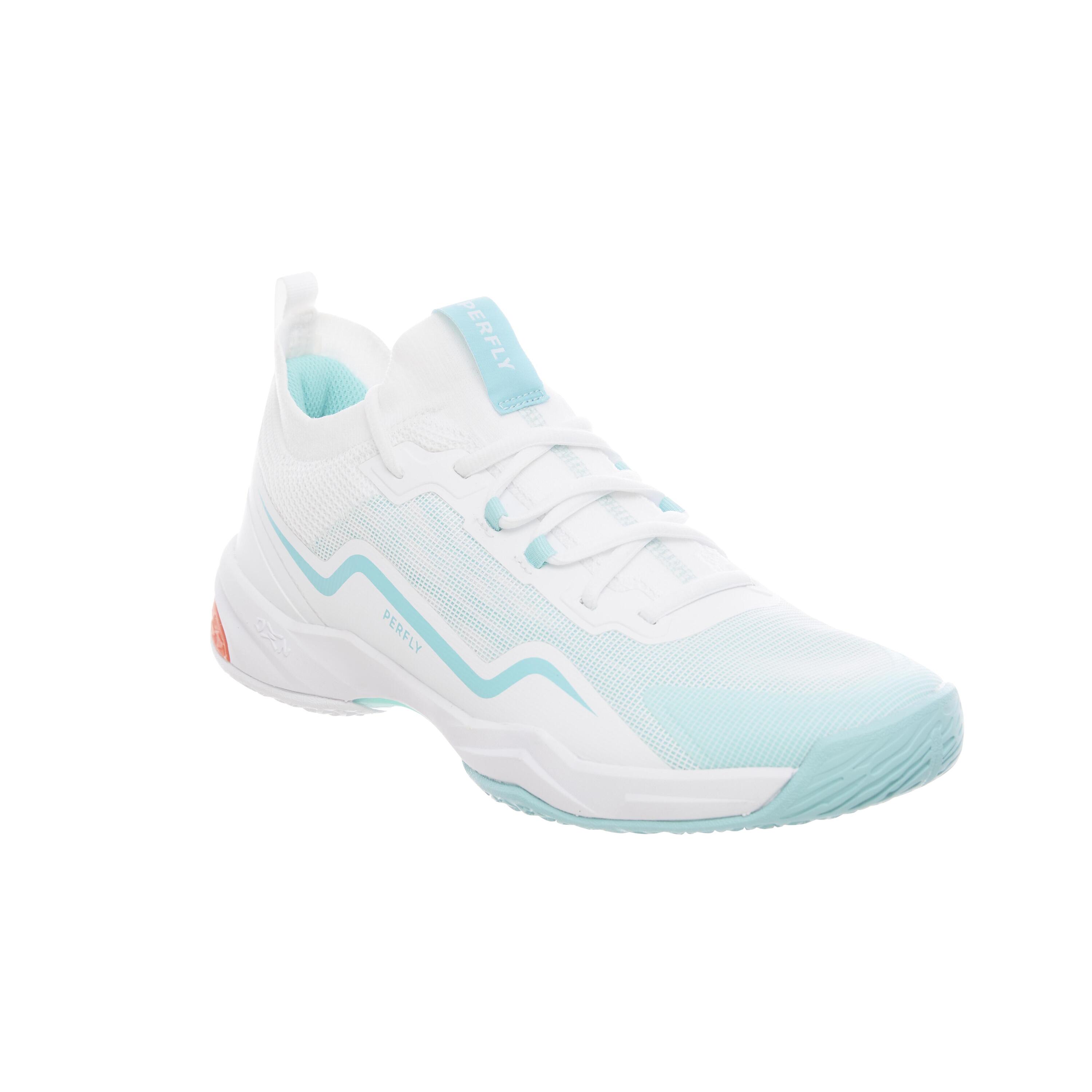 PERFLY WOMEN BADMINTON SHOES BS 900 ULTRA LITE WHITE TURQUOISE