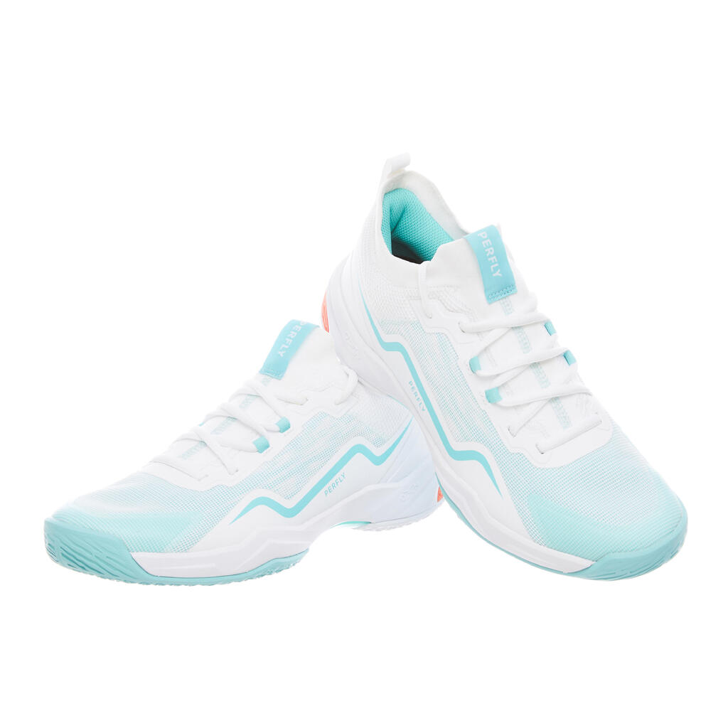 Belo-tirkizne ženske patike za badminton BS 900 ULTRA LITE