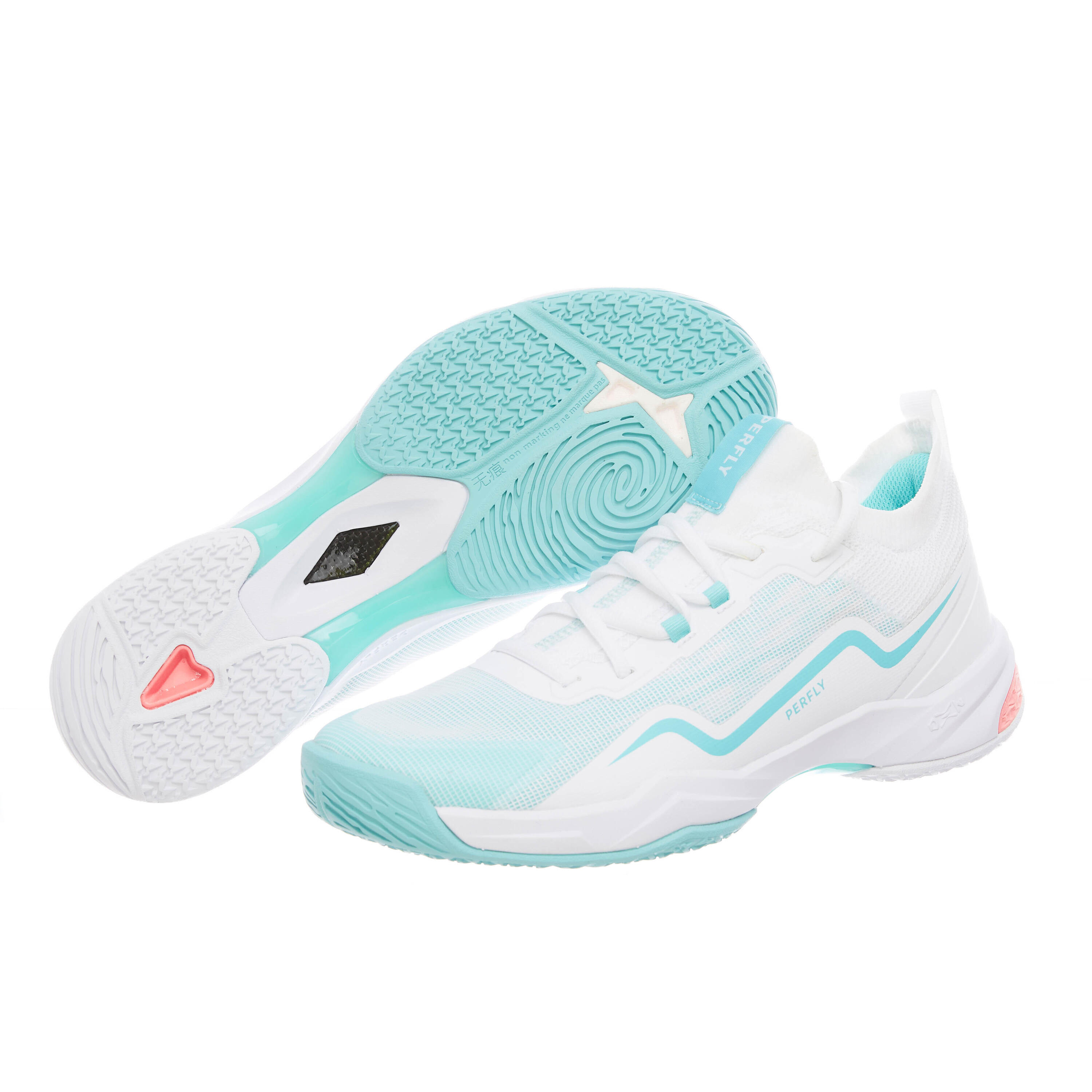 WOMEN BADMINTON SHOES BS 900 ULTRA LITE WHITE TURQUOISE 11/15