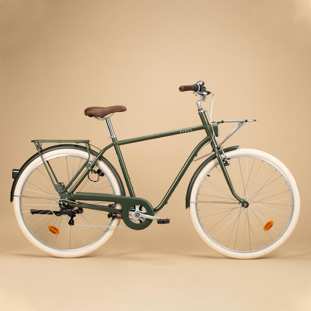 Mestský bicykel Elops 520 s vysokým rámom kaki
