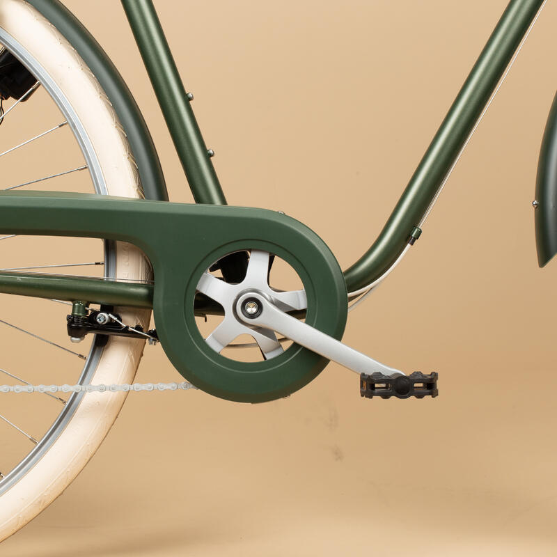 Városi kerékpár Elops 520, magas vázas, khaki