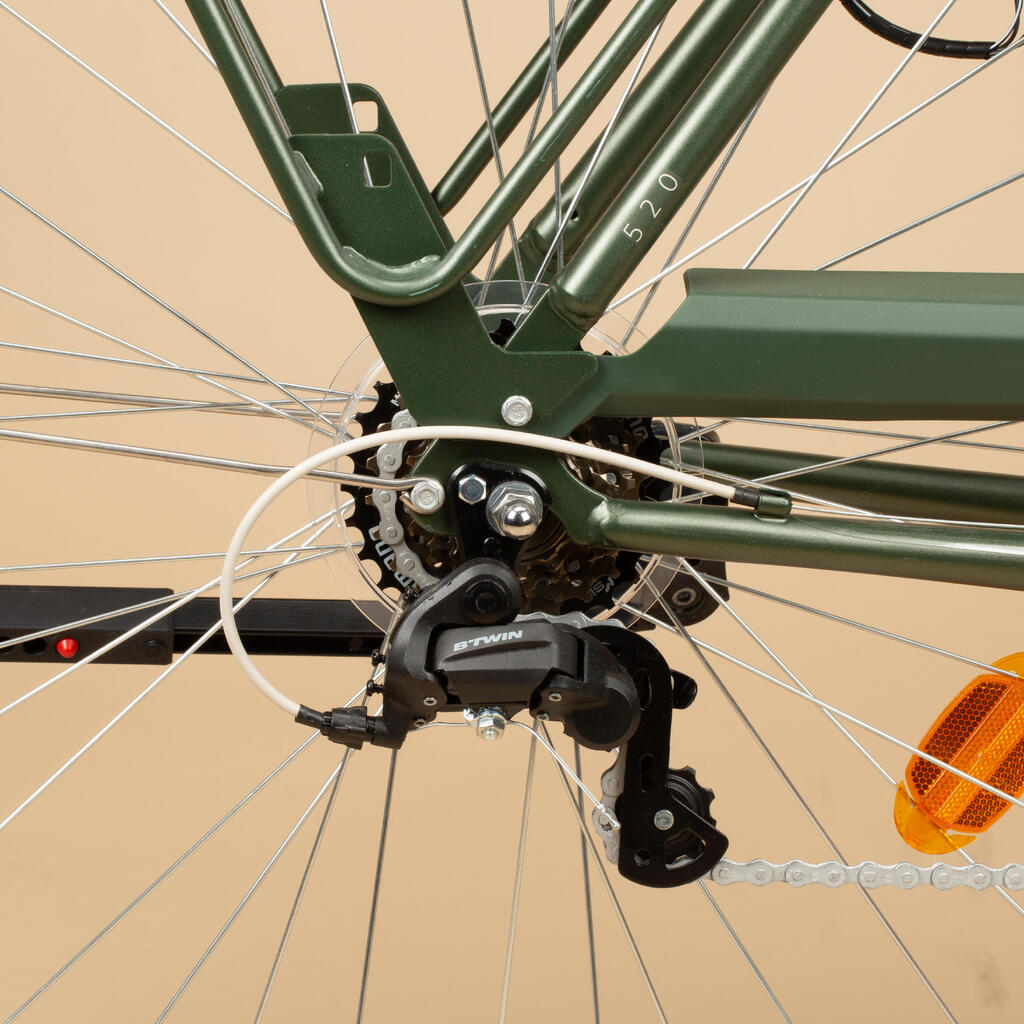 Miesto dviratis „Elops 520 Raised Frame“ – rusvai žalsvas