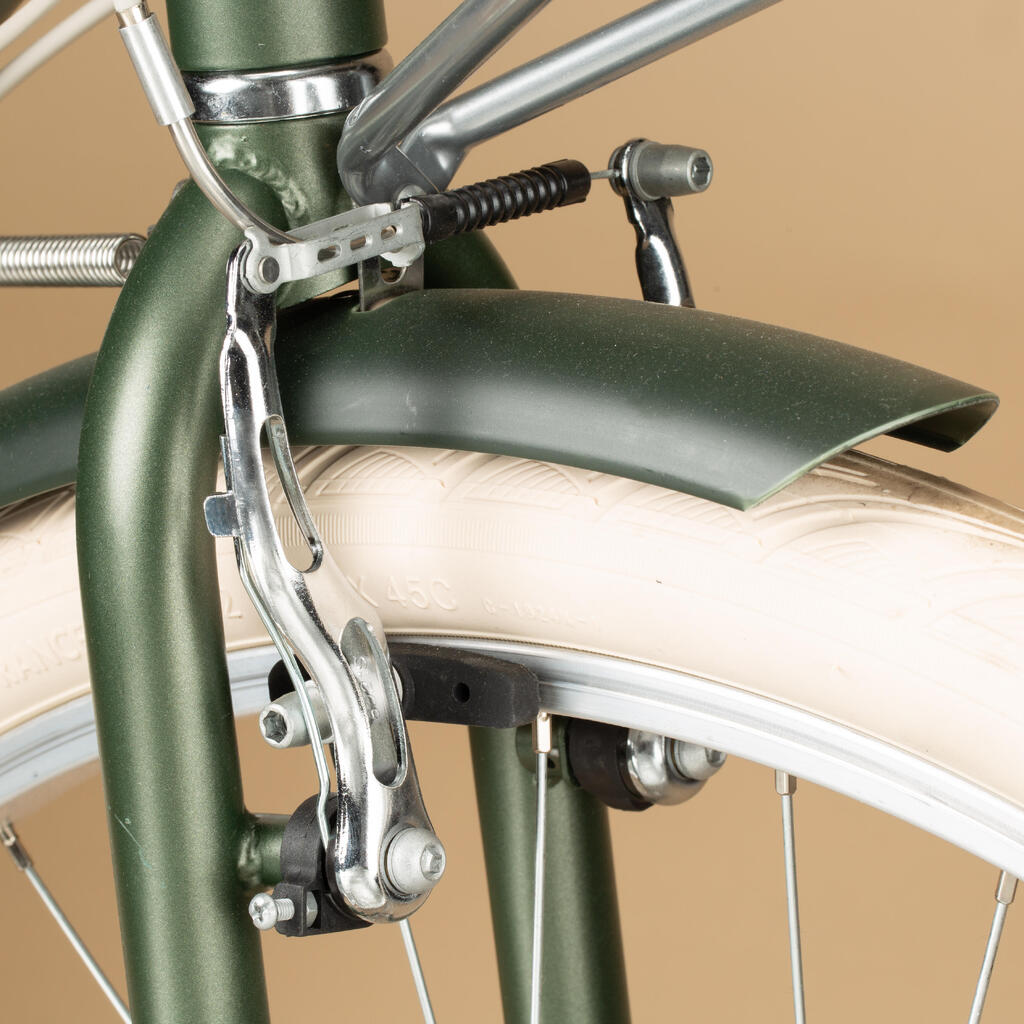 Pilsētas velosipēds “Elops 520” ar paceltu rāmi, haki