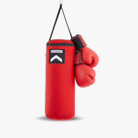 Kit saco de boxeo  + guantes de 4oz para Niños Outshock rojo