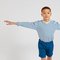 Plava sa belim trakama majica za dečake za jedrenje SAILING 100