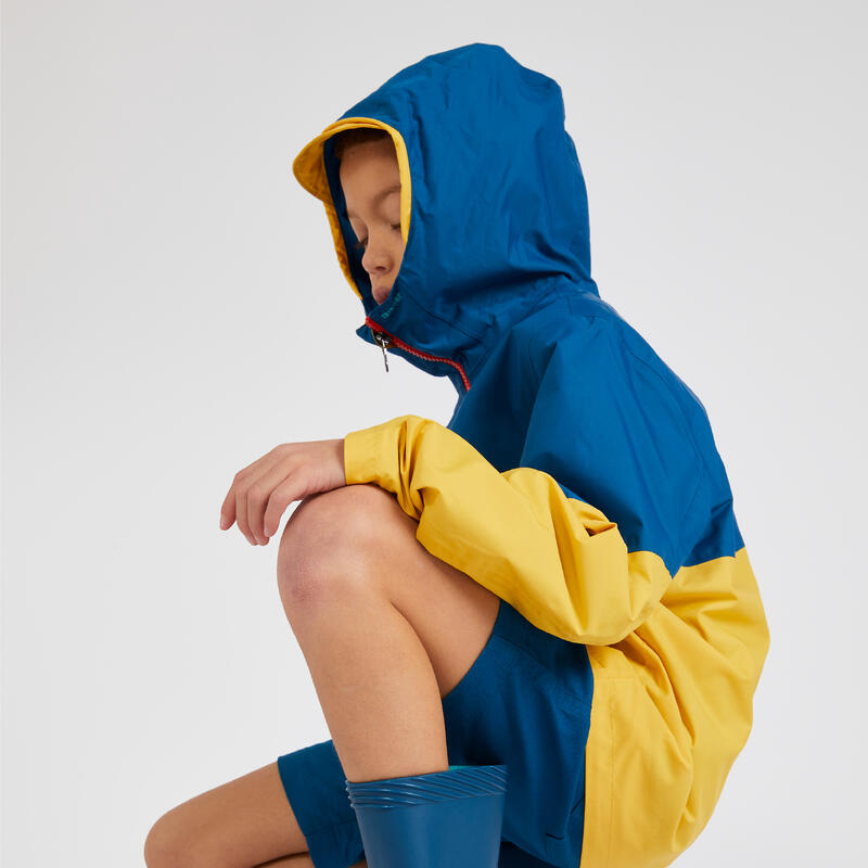 Veste imperméable de voile - veste de pluie SAILING 100 Enfant Jaune bleu
