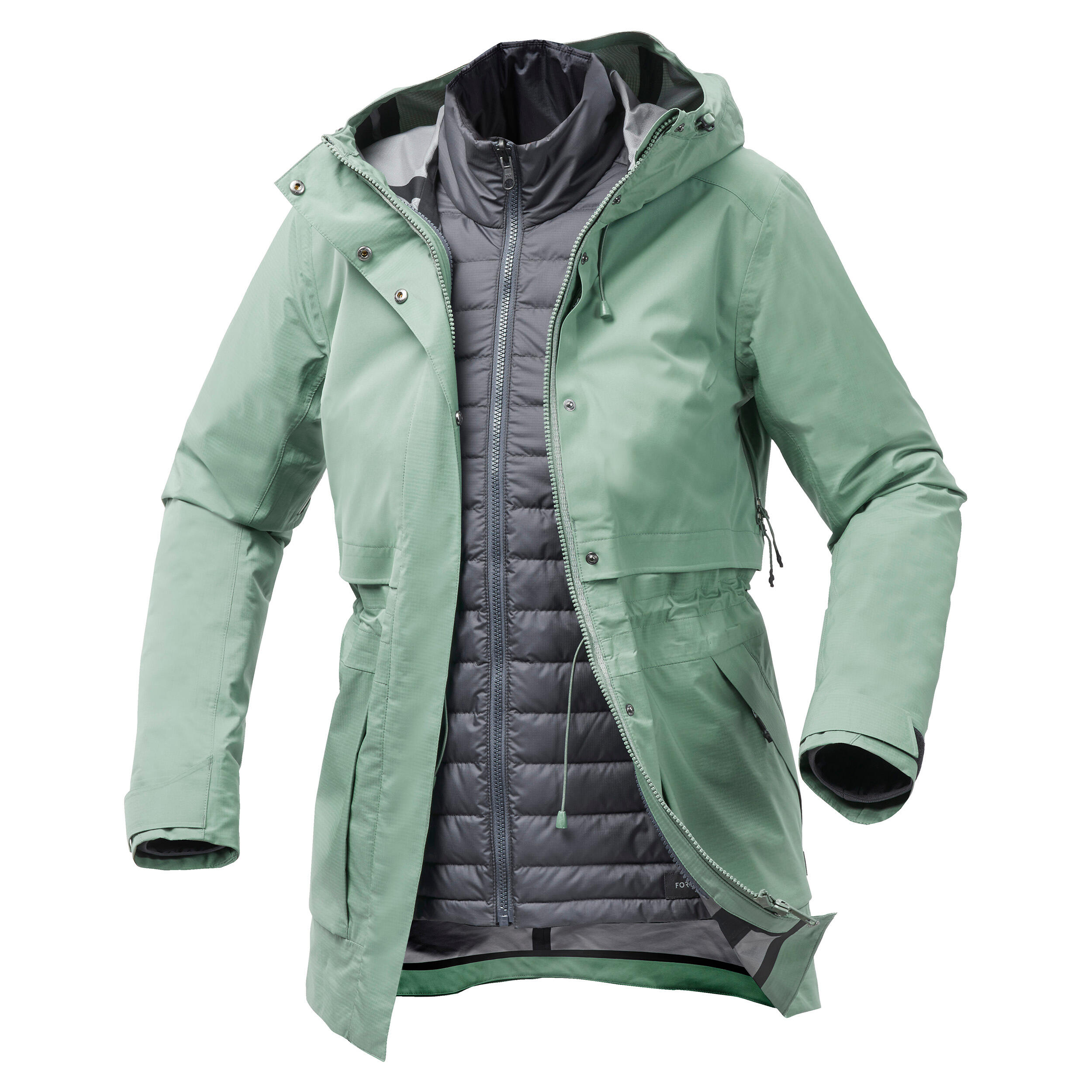 Decathlon Parka Damen Schwarz Wasserabweisend Decathlon Jacke