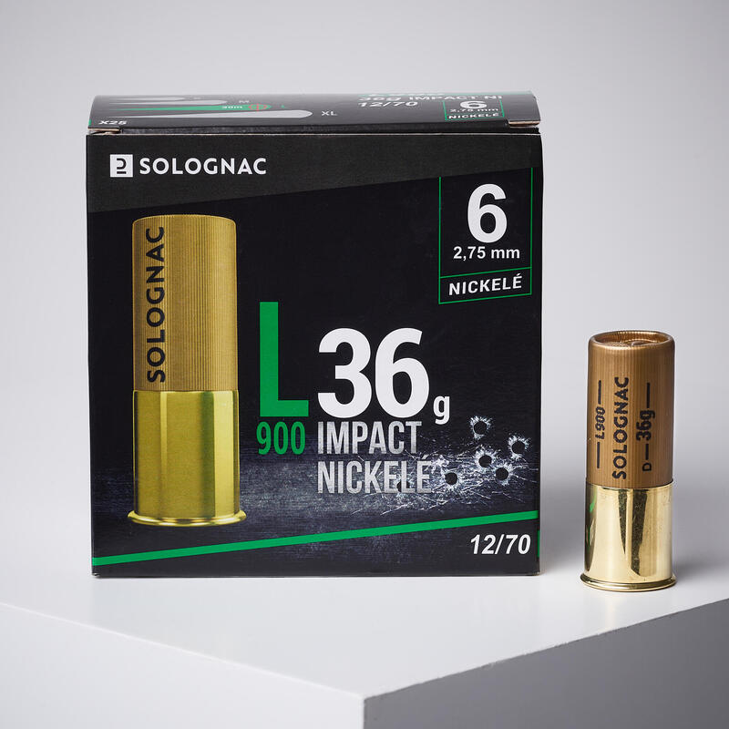 CARTOUCHE L900 36g IMPACT CALIBRE 12/70 PLOMB NICKELE N°6 X25