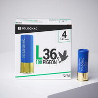 CARTOUCHE L100 36 grammes PIGEON CALIBRE 12/70 PLOMB N°4 X25