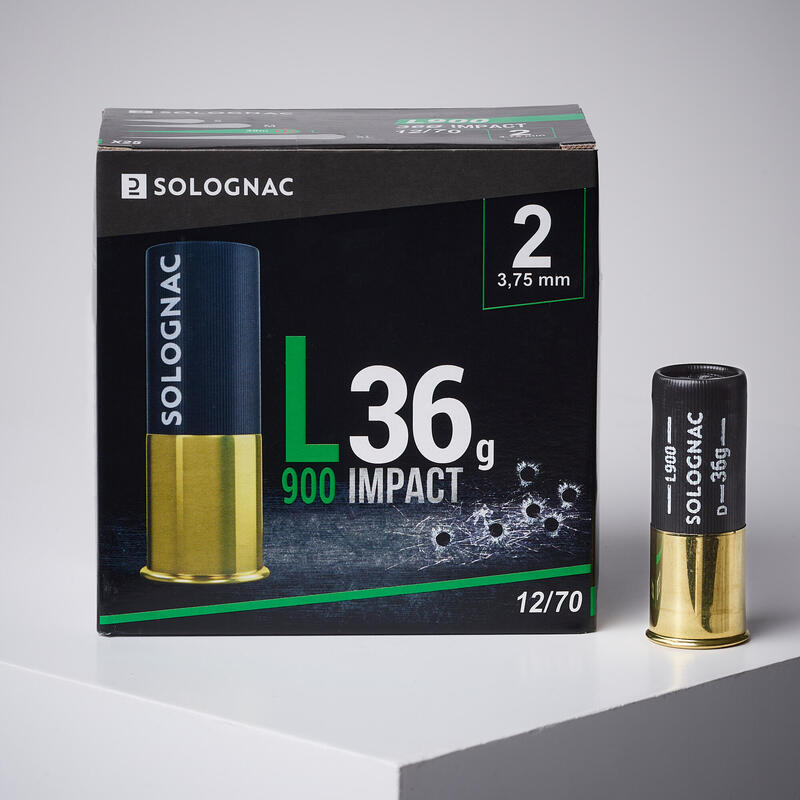 Cartucho caza Solognac L900 36 g Impact Calibre12/70 Pb N.° 2 X25