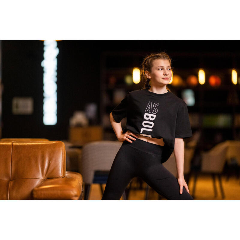 T-Shirt Modern Dance oversize bedruckt Mädchen schwarz 