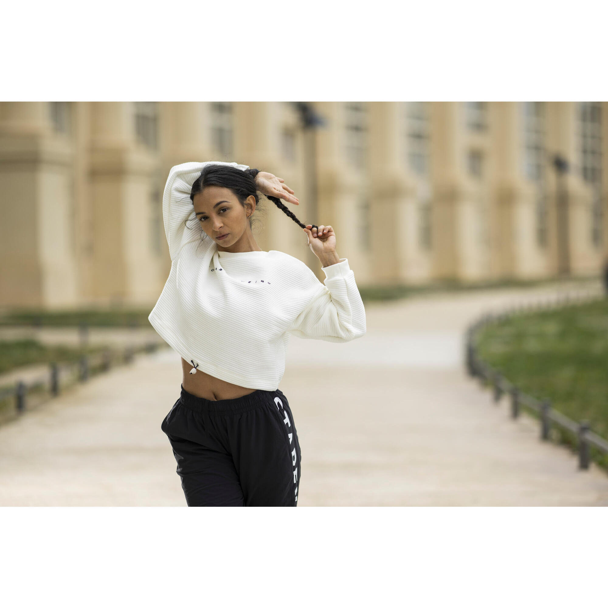 Felpa donna street dance crop bianca 7/8
