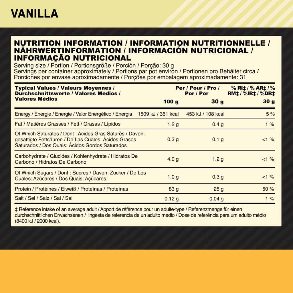 100% Whey Protein Isolate 930 g - Vanilla