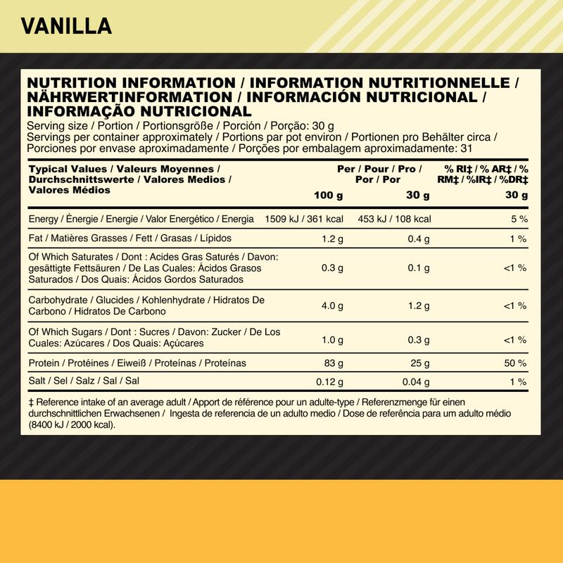 Eiwitten Gold Whey Standaard 100% isolate vanille 930 g