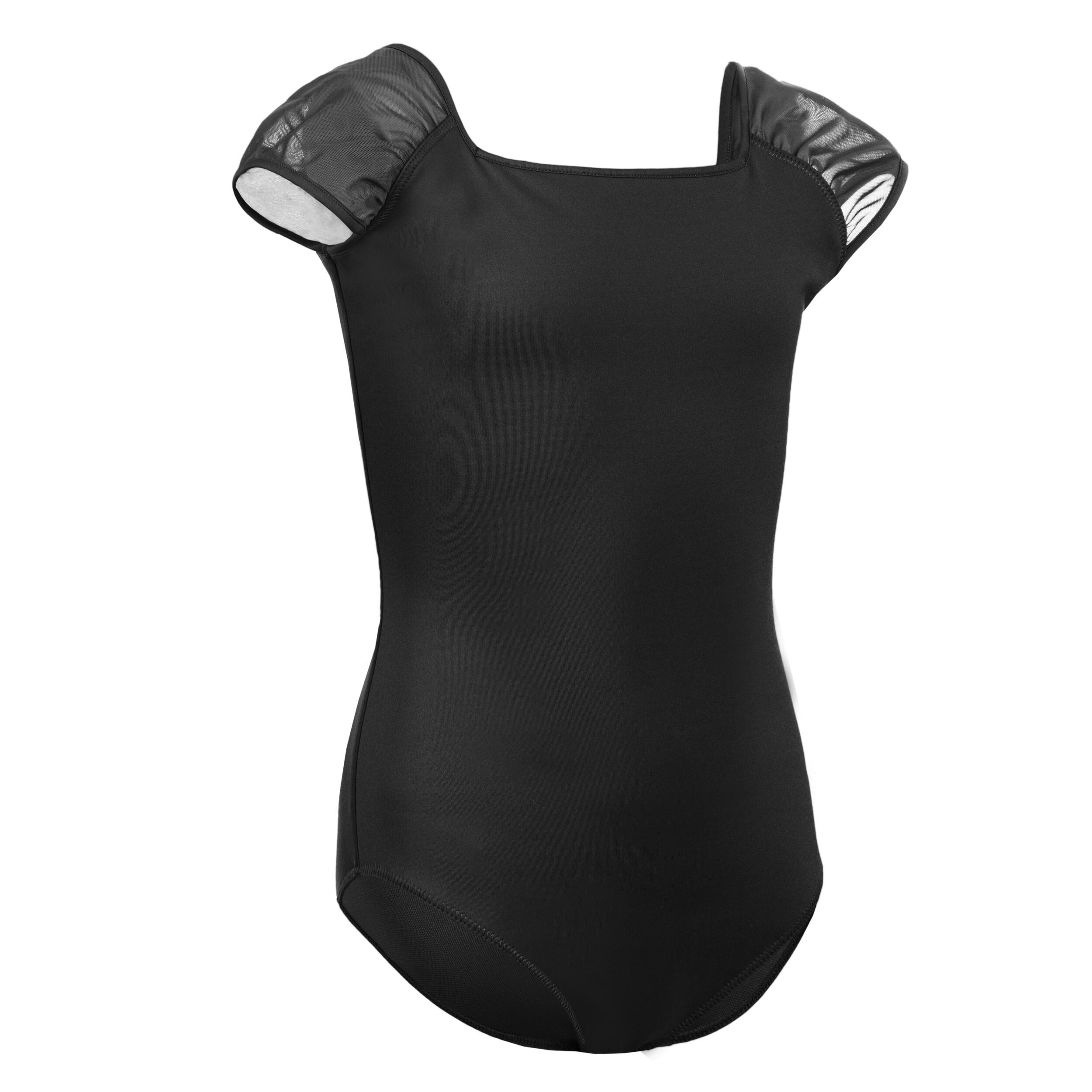 Leotardo Danza Clásica Mujer/Niña Negro Manga Corta Gasa 13/40