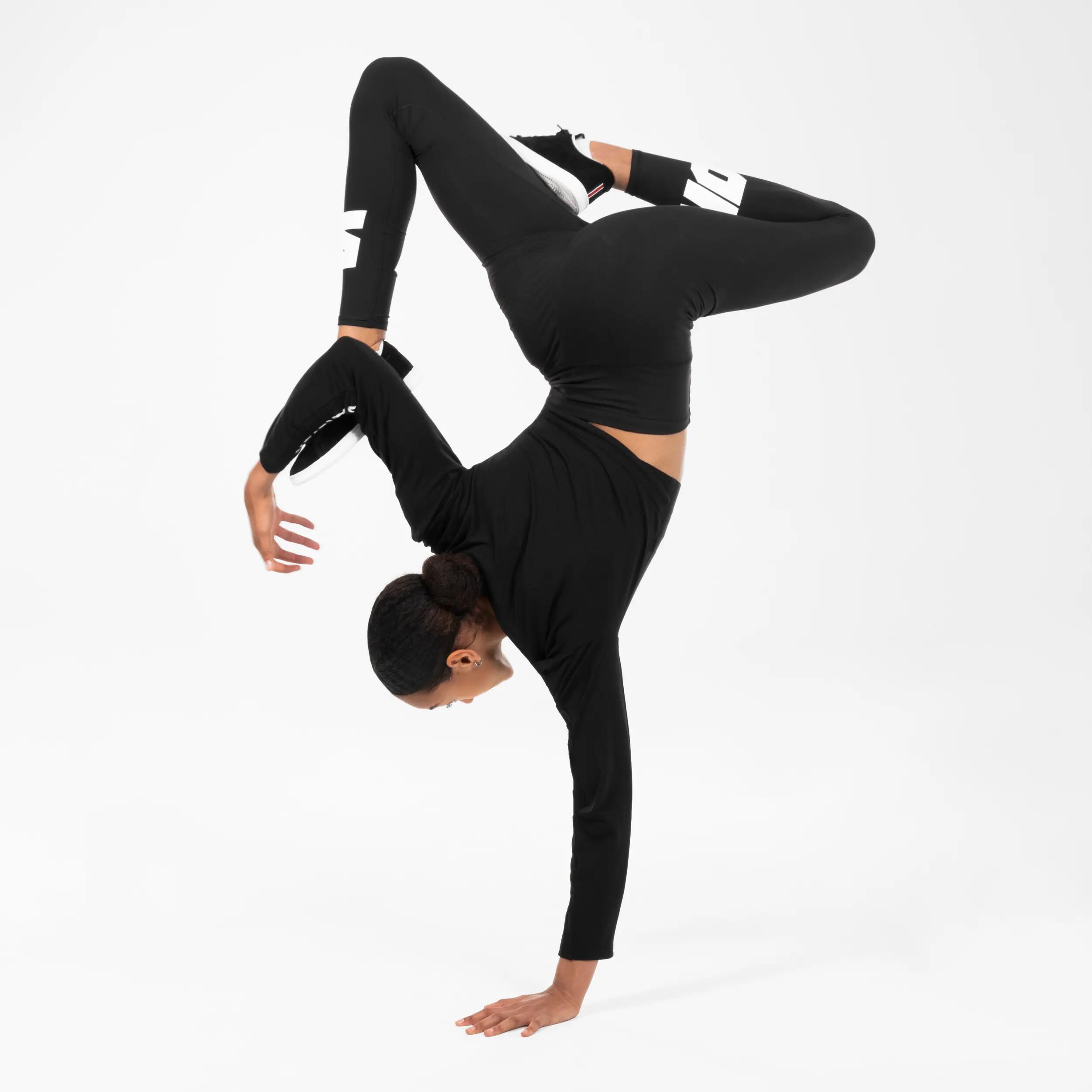 Leggings mallas danza urbana talle alto Mujer Negro con Grafismos 5/8