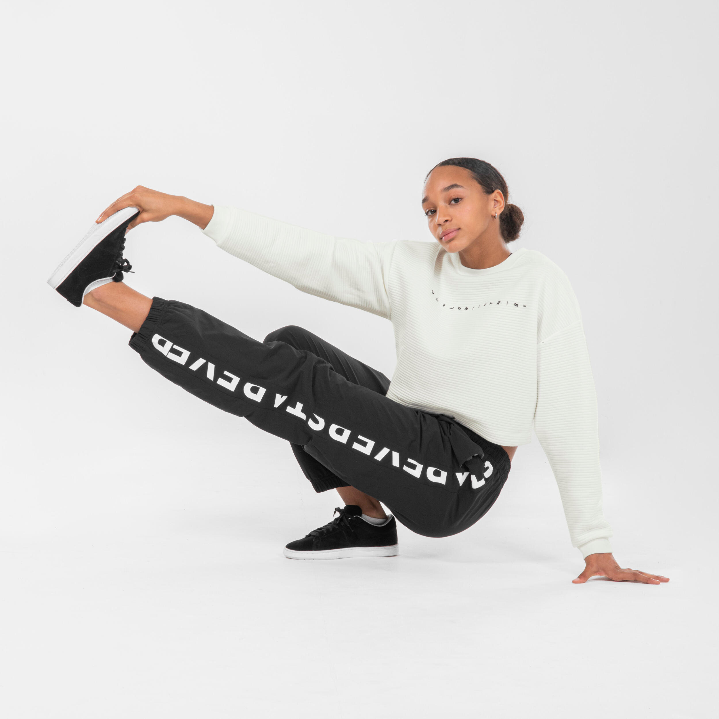 Felpa donna street dance crop bianca 2/8