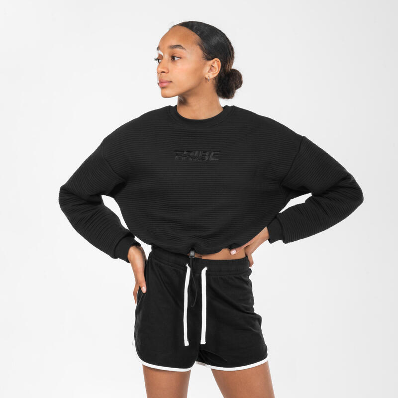 Cropped damessweater voor streetdance zwart