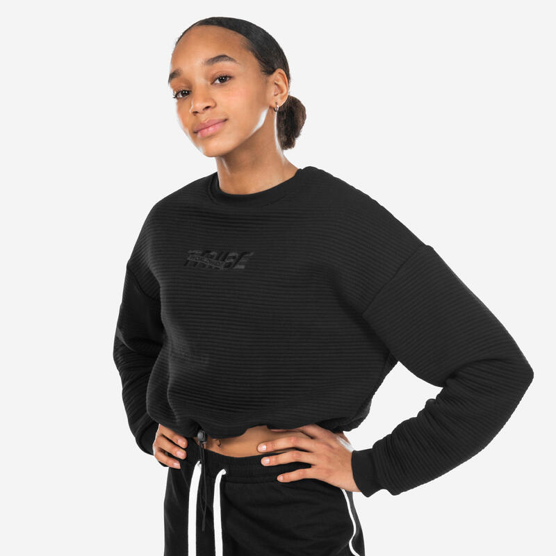 Cropped damessweater voor streetdance zwart