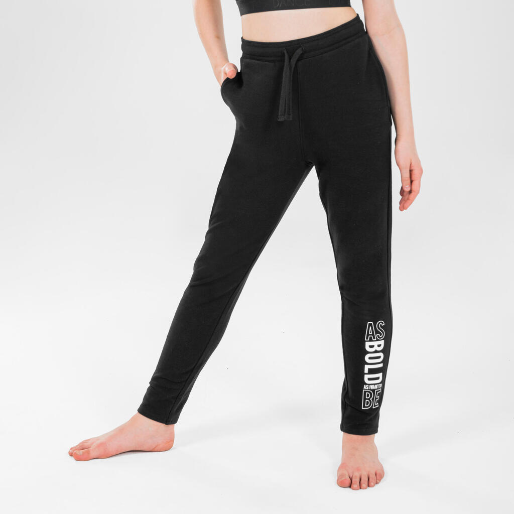 Girls' modern dance tapered bottoms - black