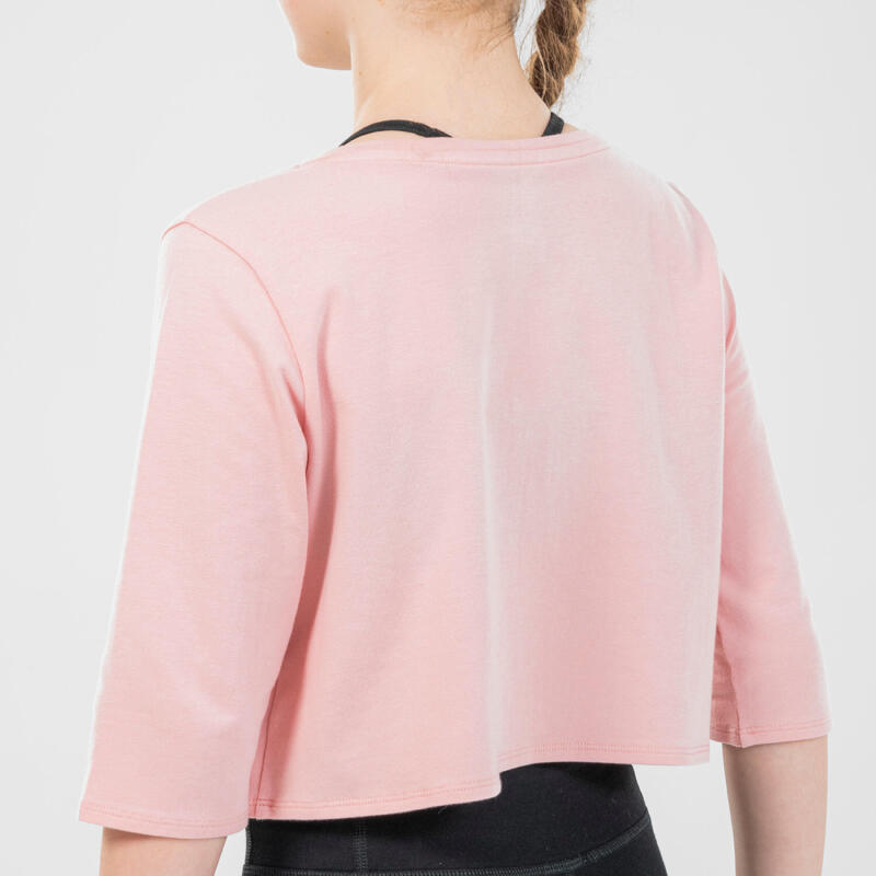 Lány crop top póló modern tánchoz, rózsaszín
