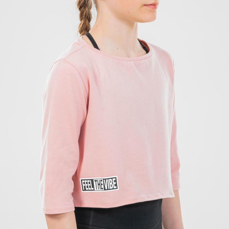 T-shirt crop top danza moderna bambina rosa