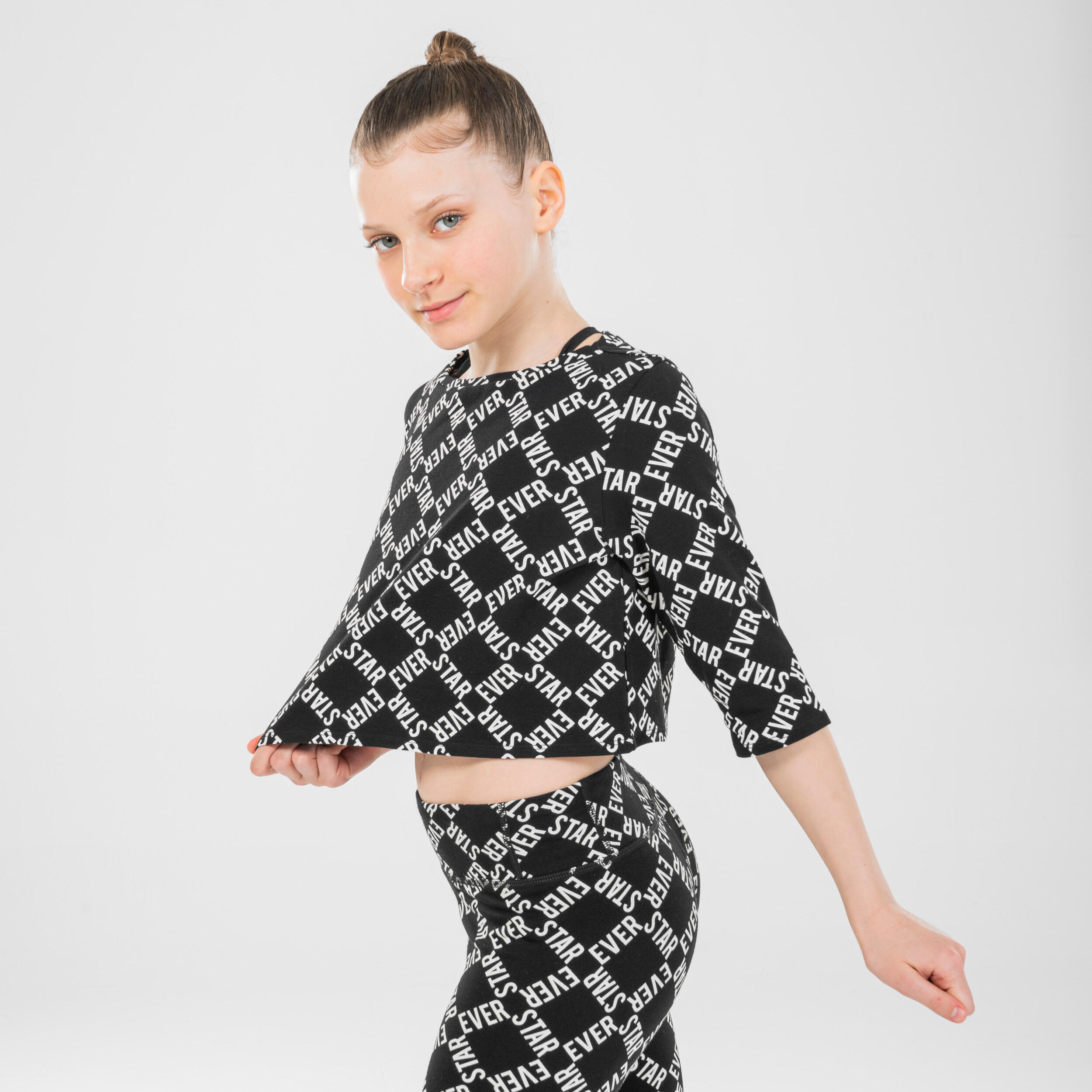 Maglietta crop top nera ragazza danza moderna