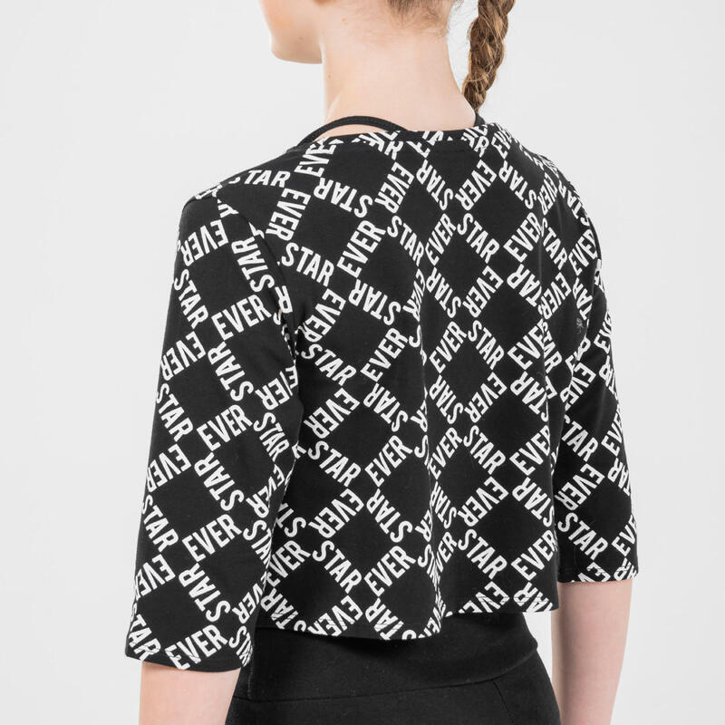 Crop Top Modern Dance Mädchen - schwarz mit Print