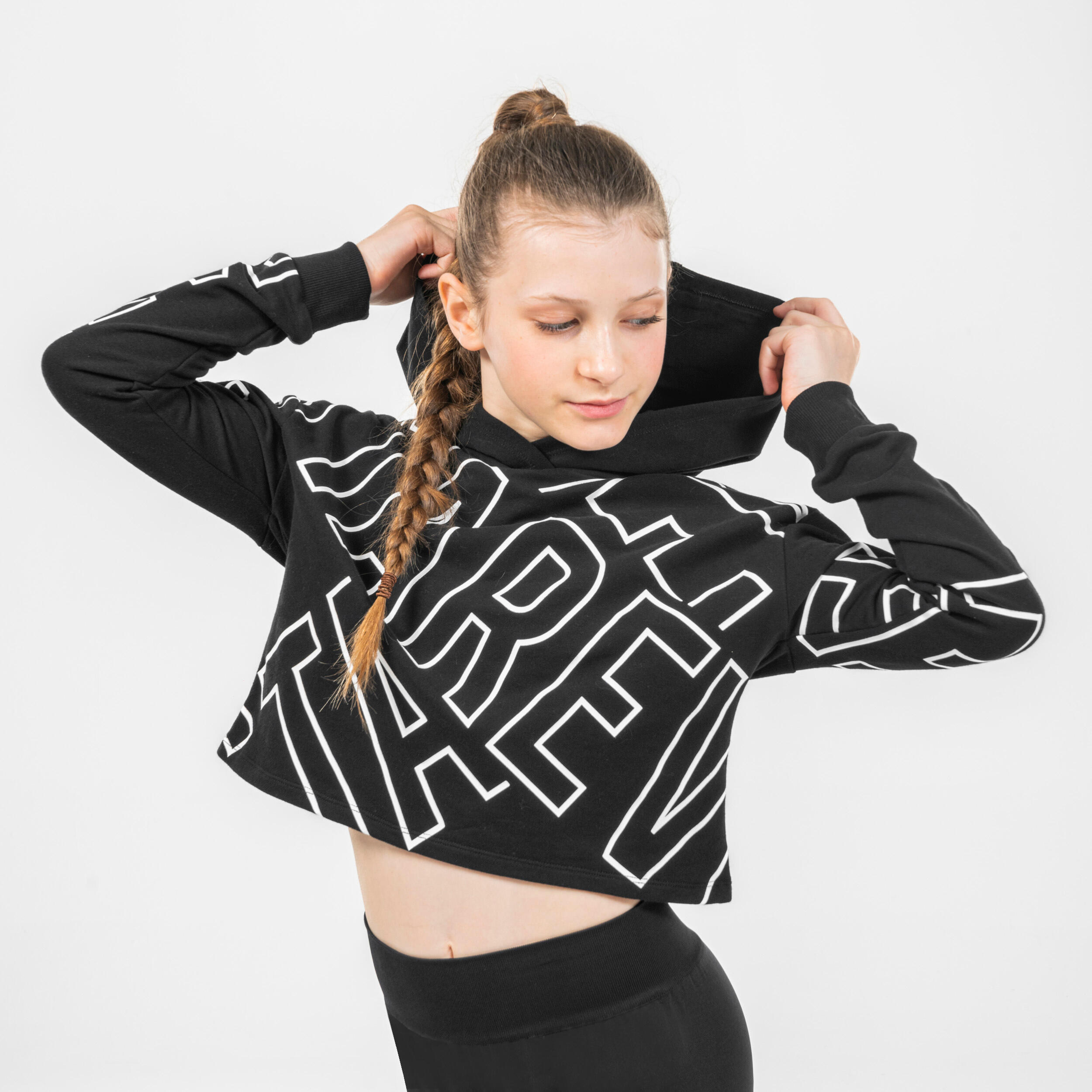 STAREVER Girls' Modern Dance Cropped Sweatshirt - Black