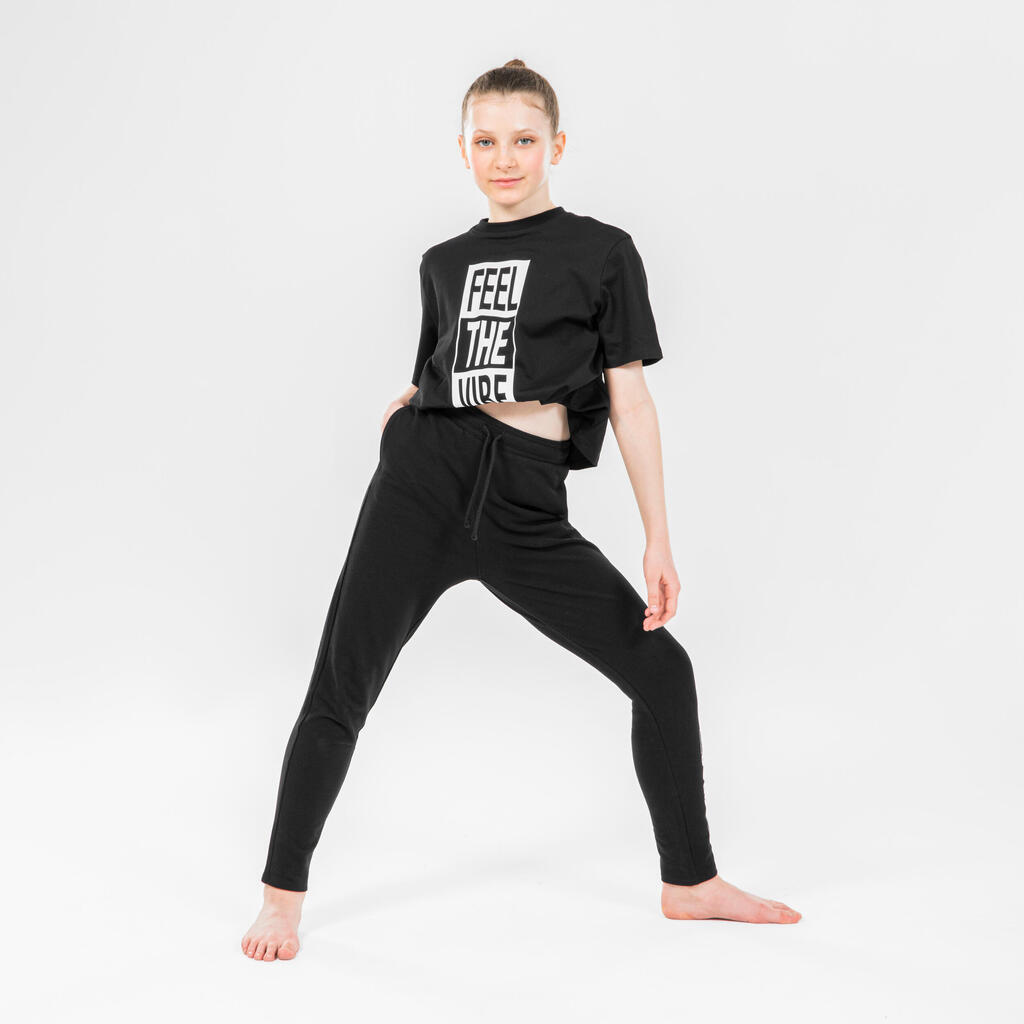 T-Shirt Modern Dance oversize bedruckt Mädchen schwarz