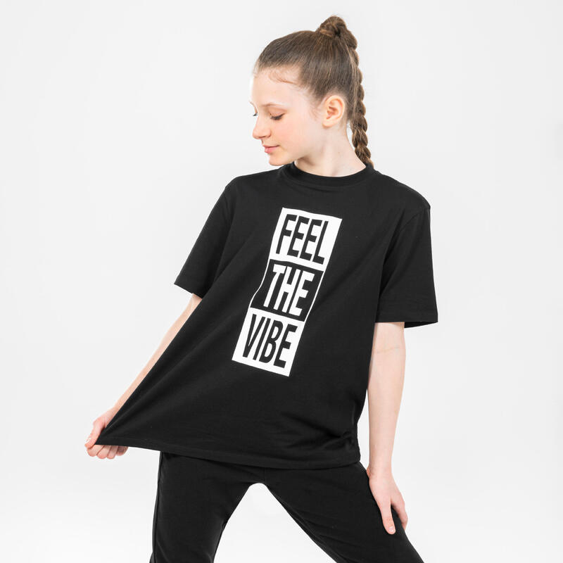T-shirt oversize bambina danza nera stampata