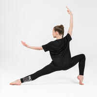 Tanz-Leggings Modern Dance hoher Taillenbund mit Print Kinder schwarz