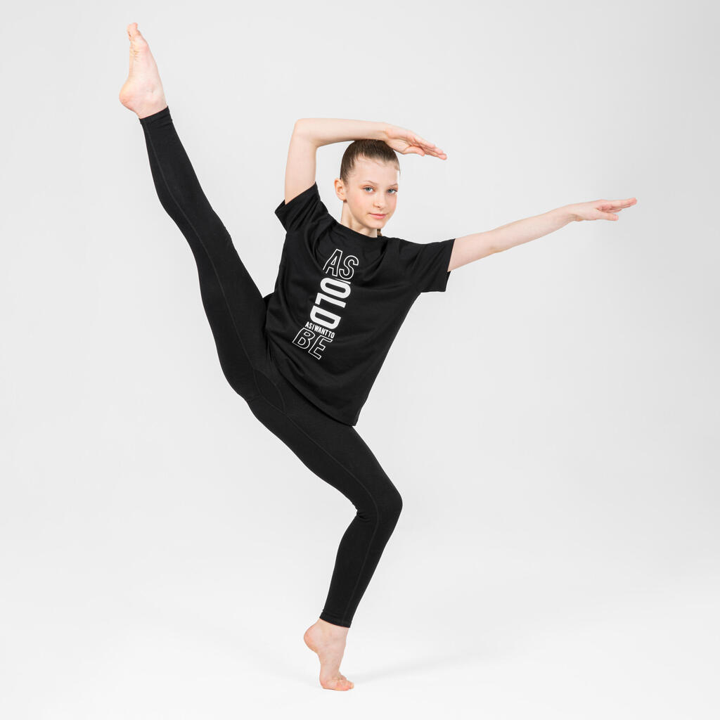 T-Shirt Modern Dance oversize bedruckt Mädchen schwarz 