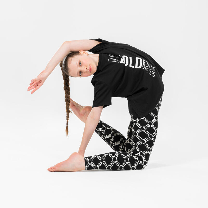 Leggings danza moderna / hip hop bambina stampati neri