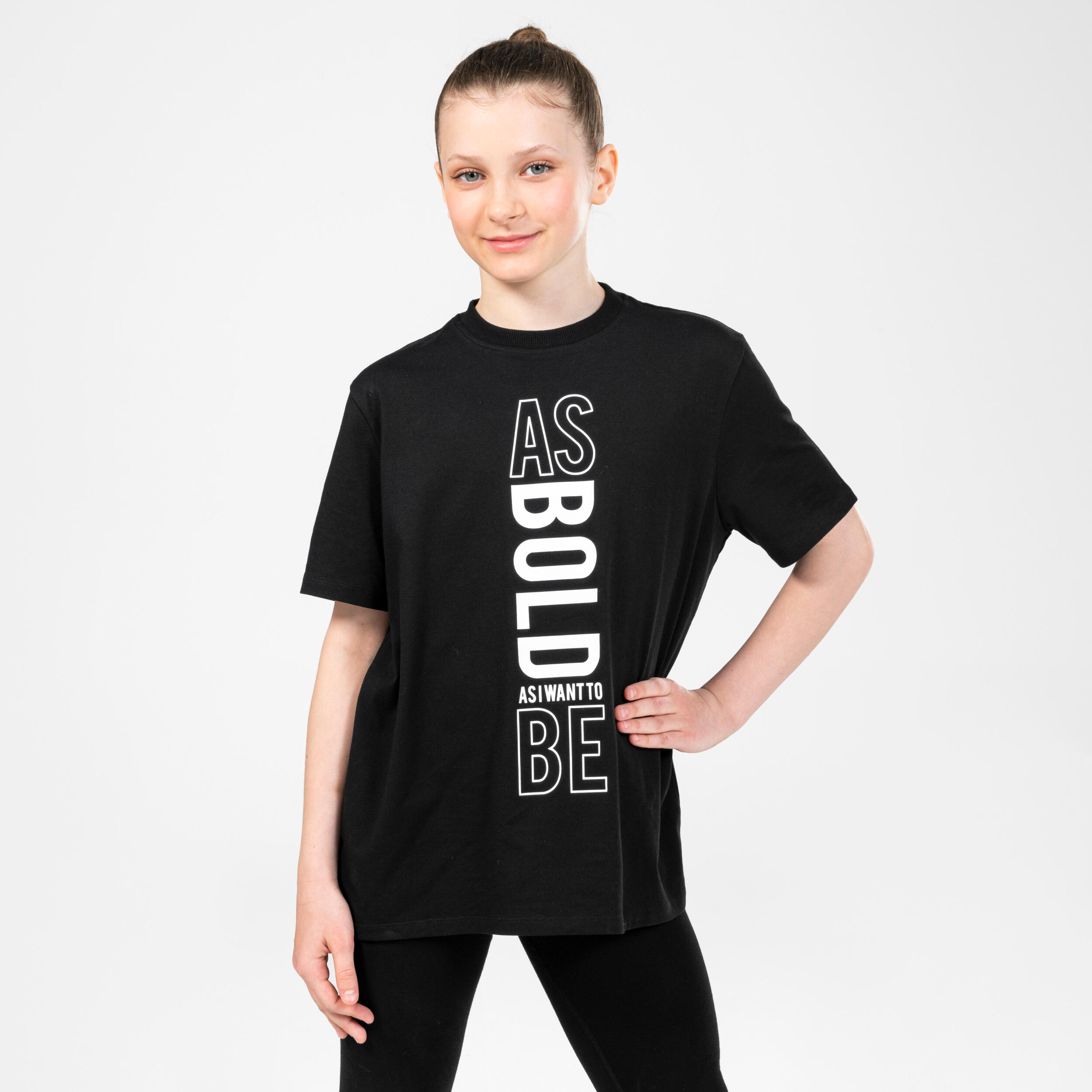 Girls' Oversized T-Shirt - Black Print 1/5