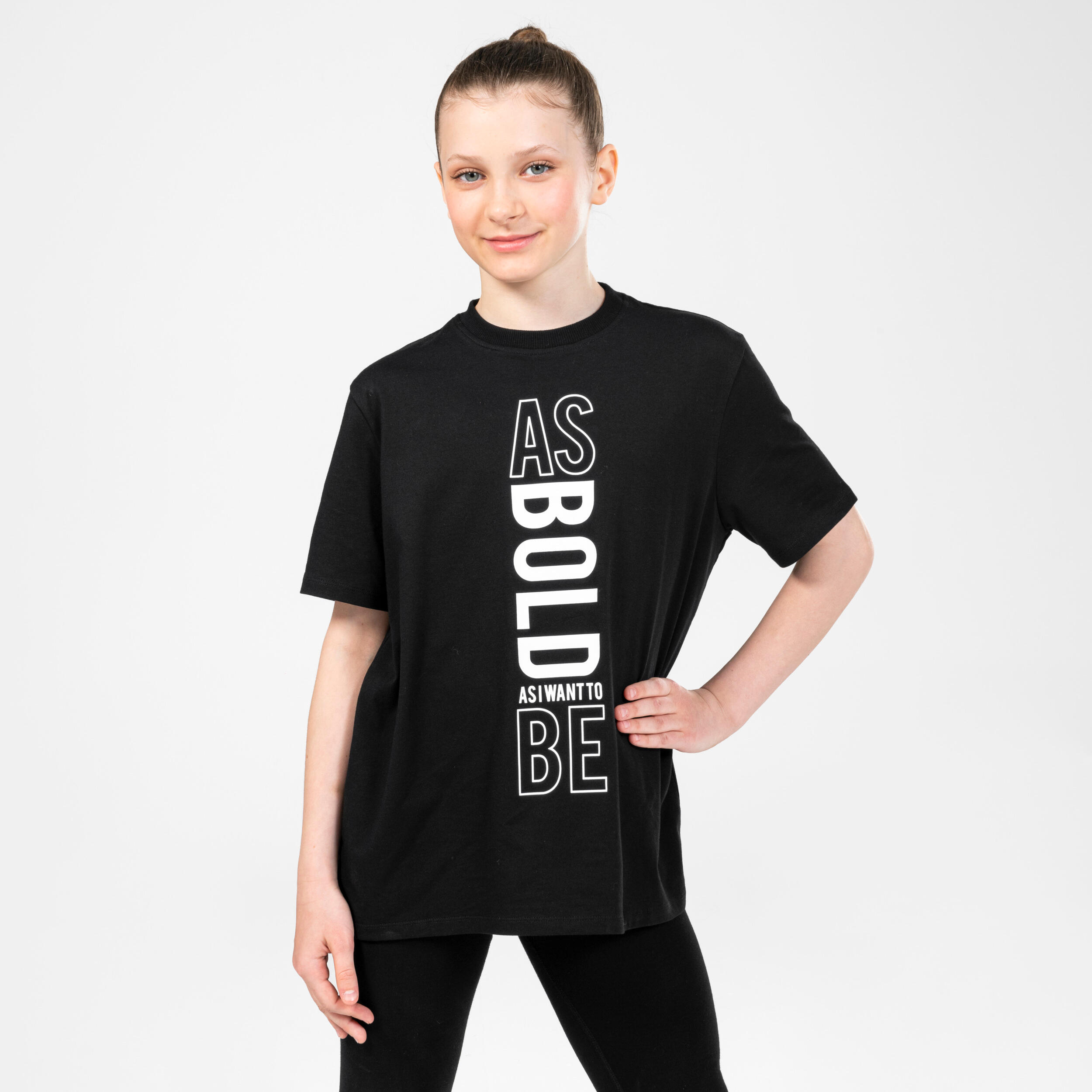 T-Shirt Modern Dance oversize bedruckt Mädchen schwarz