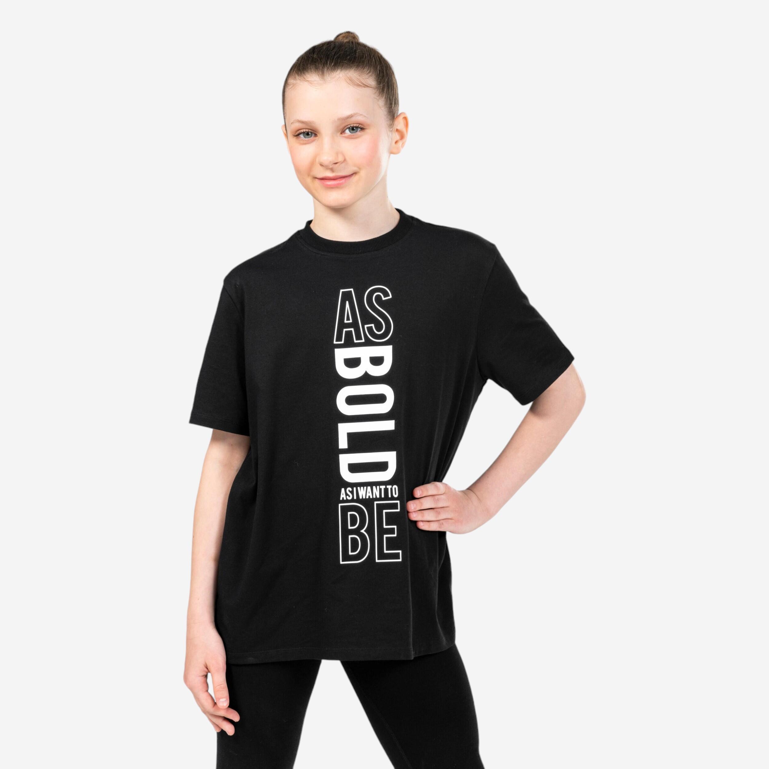 Starever - T-shirt Oversize Imprimé Noir Fille - T-shirt Manches Courtes - Danse / Gymnastique - Noir - 12 À 14 Ans - Decathlon