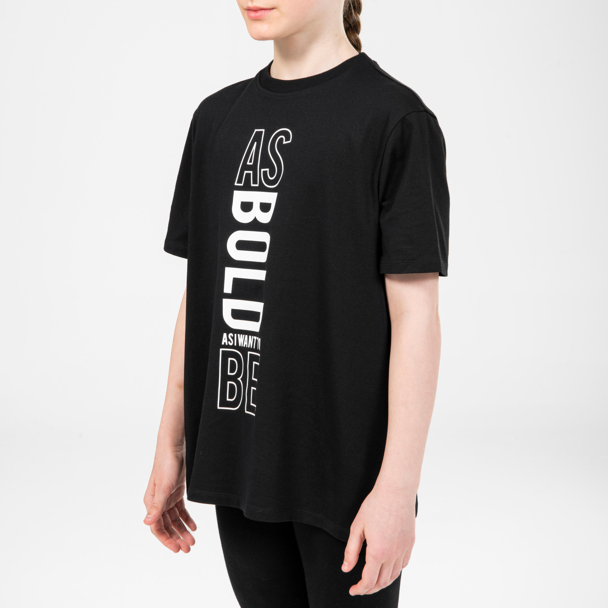 Girl's oversized black print T-shirt