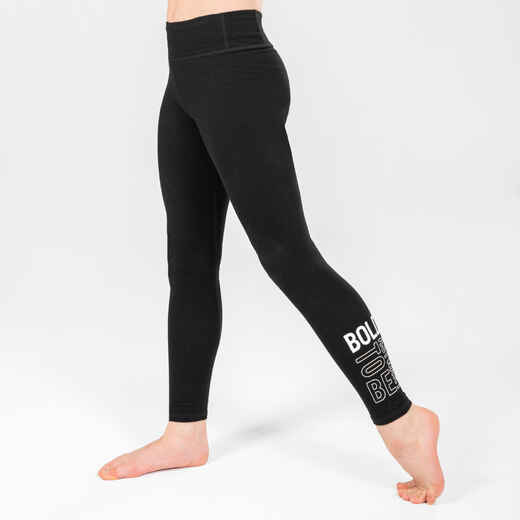 
      Girls' Modern Dance High-Waisted Leggings - Black Print
  