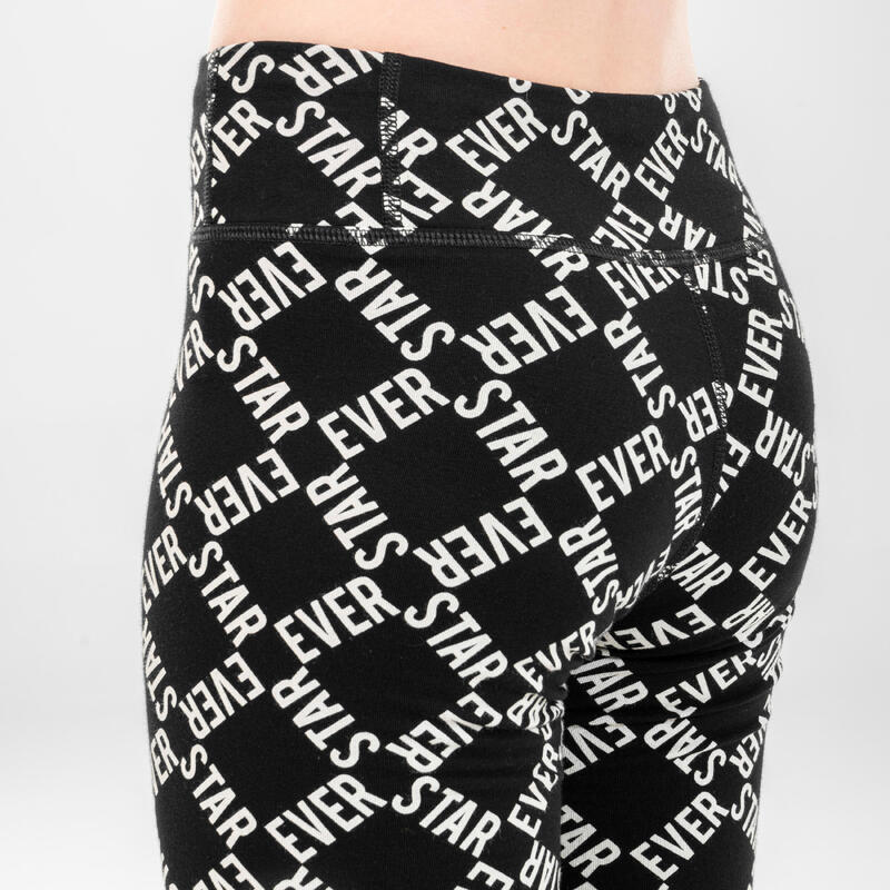 Tanz-Leggings Mädchen Modern Dance hoher Taillenbund - mit Print schwarz