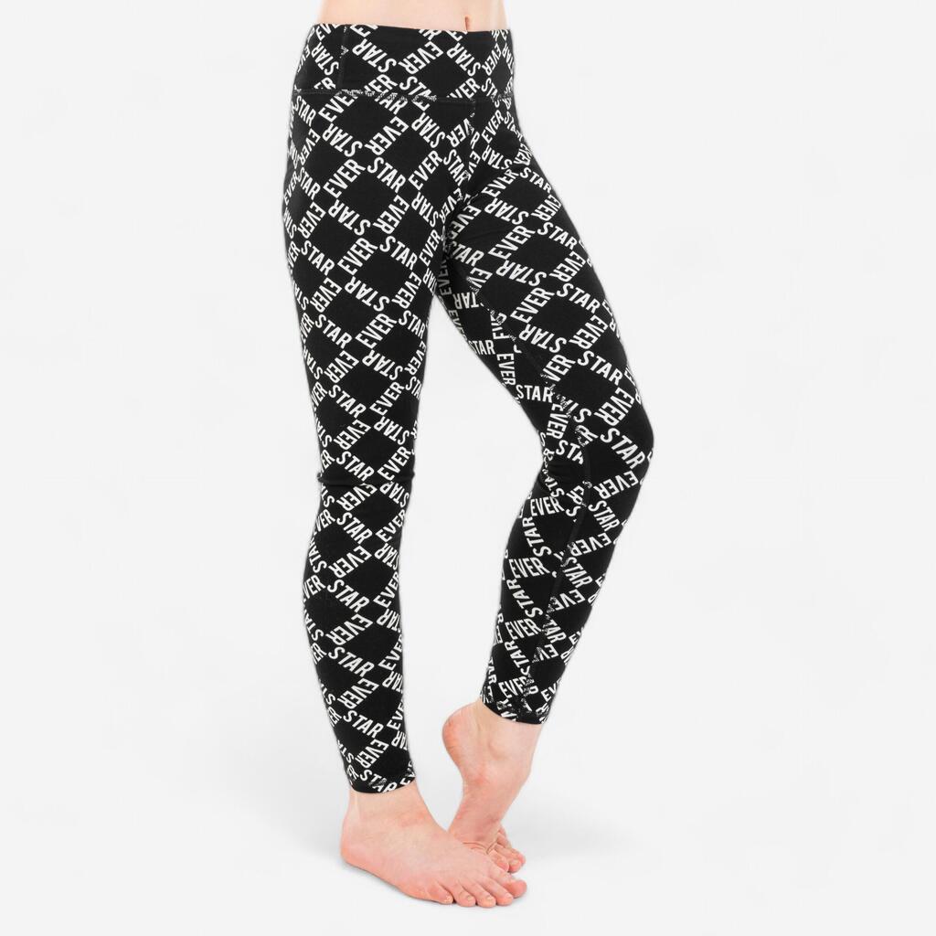 Tanz-Leggings Kinder Modern Dance hoher Taillenbund - mit Print schwarz